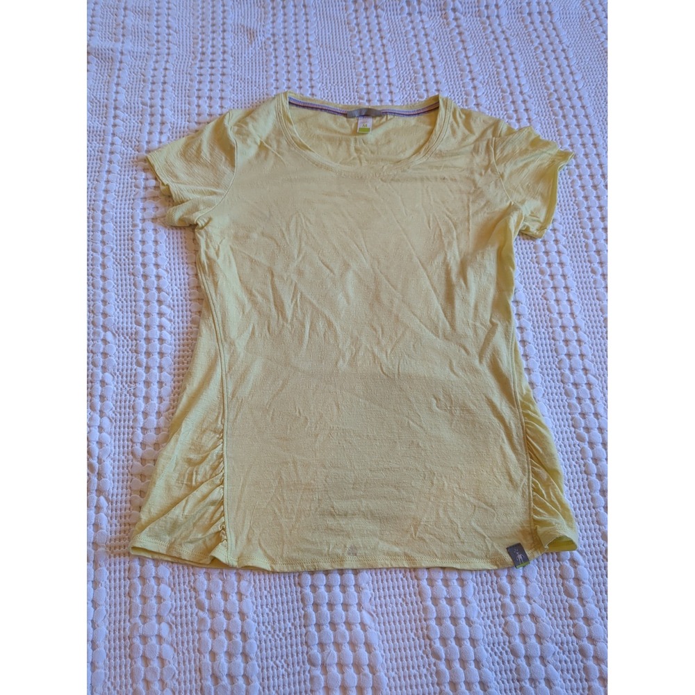 Smartwool 100% Merino Wool Short Sleeve T Shirt Cap Sleeve Butter Yellow Medium